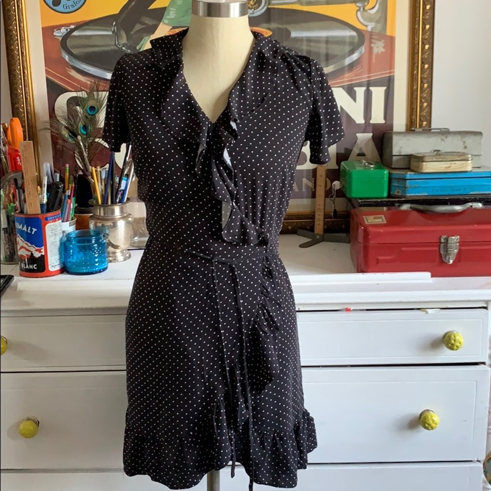 Who What Wear Polka Dot Wrap Dress